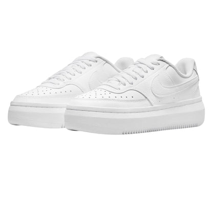 White - Lifestyle - Nike Womens-Ladies Court Vision Swoosh Leather Platform Trainers