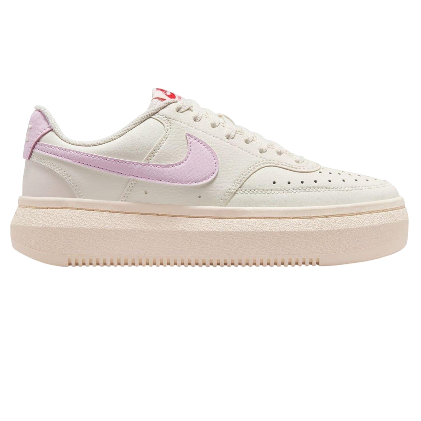 White-Pink - Front - Nike Womens-Ladies Court Vision Swoosh Leather Platform Trainers