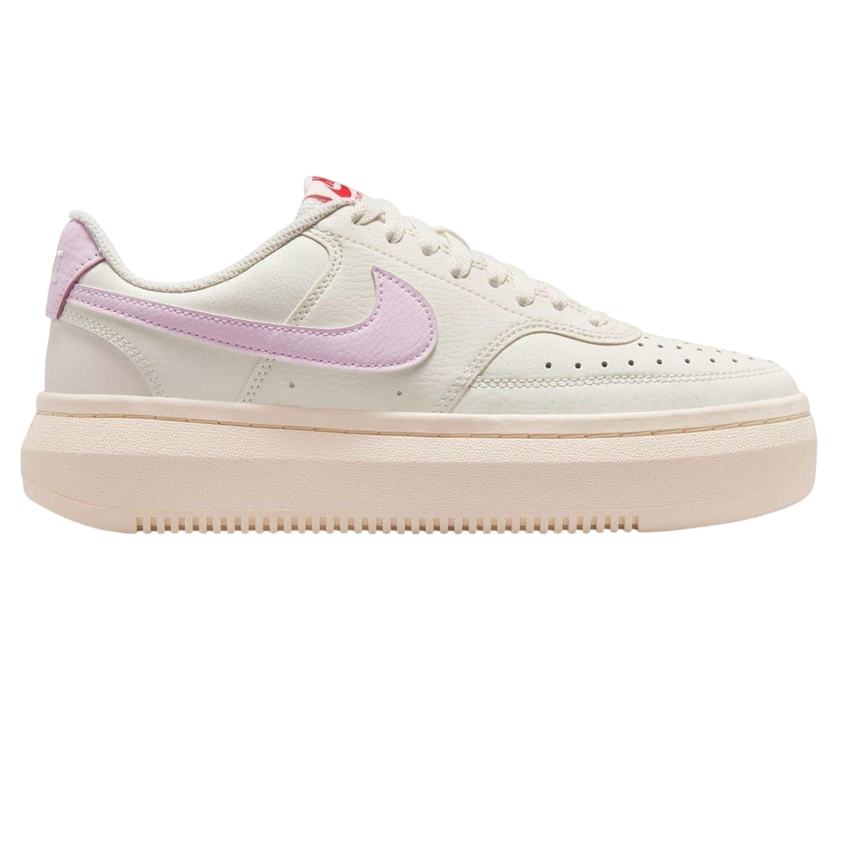 White-Pink - Front - Nike Womens-Ladies Court Vision Swoosh Leather Platform Trainers