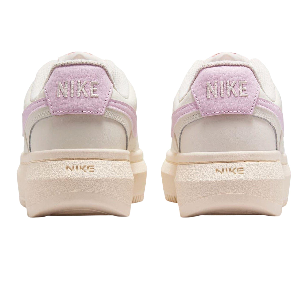 White-Pink - Back - Nike Womens-Ladies Court Vision Swoosh Leather Platform Trainers