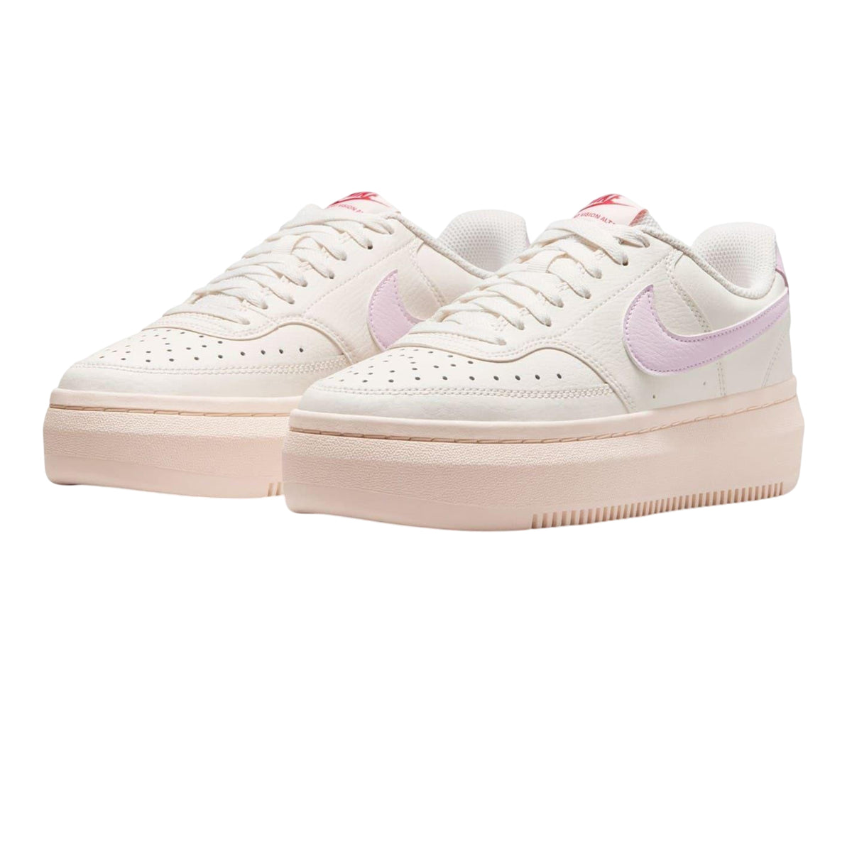 White-Pink - Lifestyle - Nike Womens-Ladies Court Vision Swoosh Leather Platform Trainers