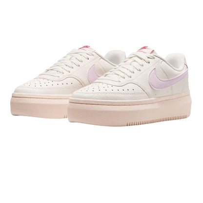 White-Pink - Lifestyle - Nike Womens-Ladies Court Vision Swoosh Leather Platform Trainers