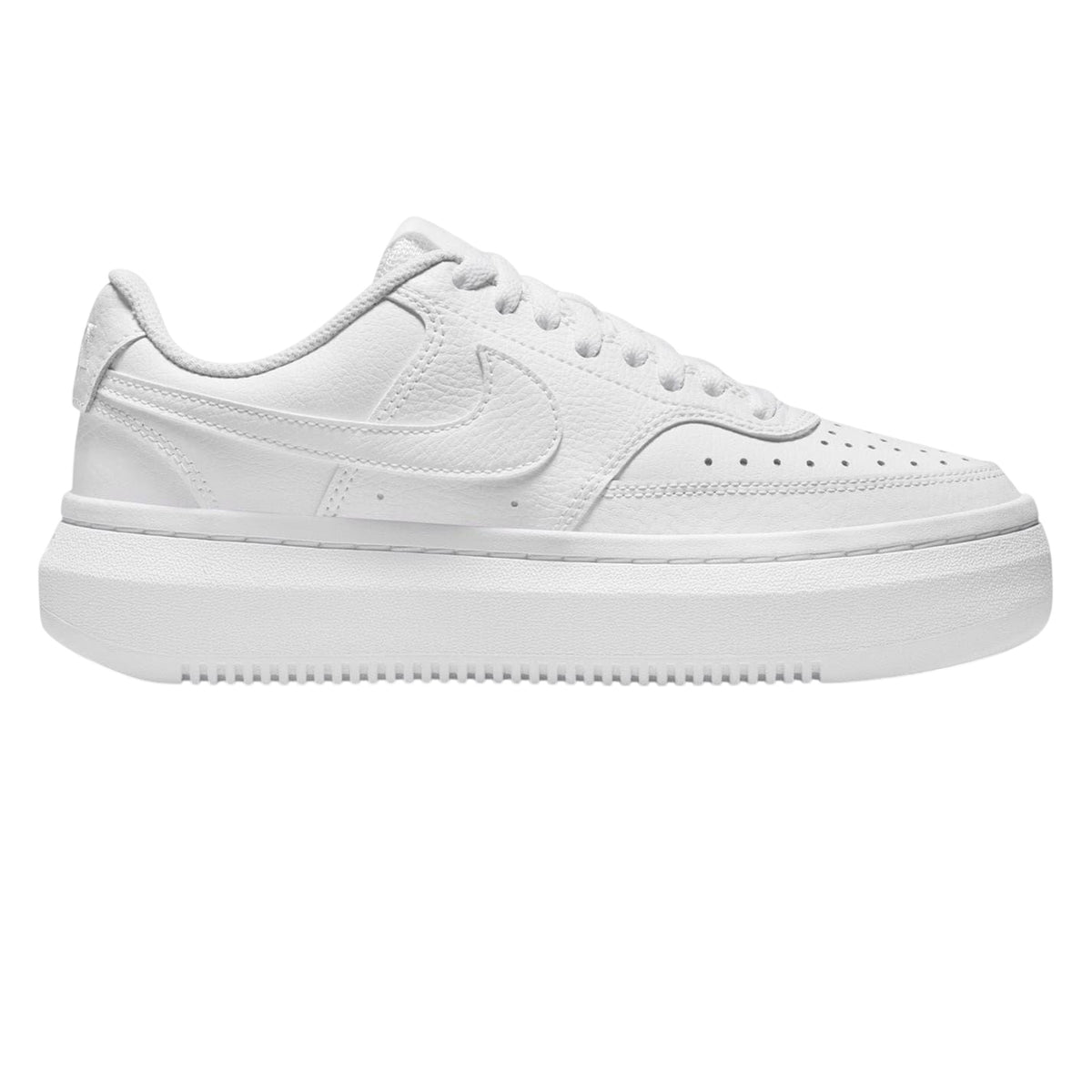 White - Front - Nike Womens-Ladies Court Vision Swoosh Leather Platform Trainers