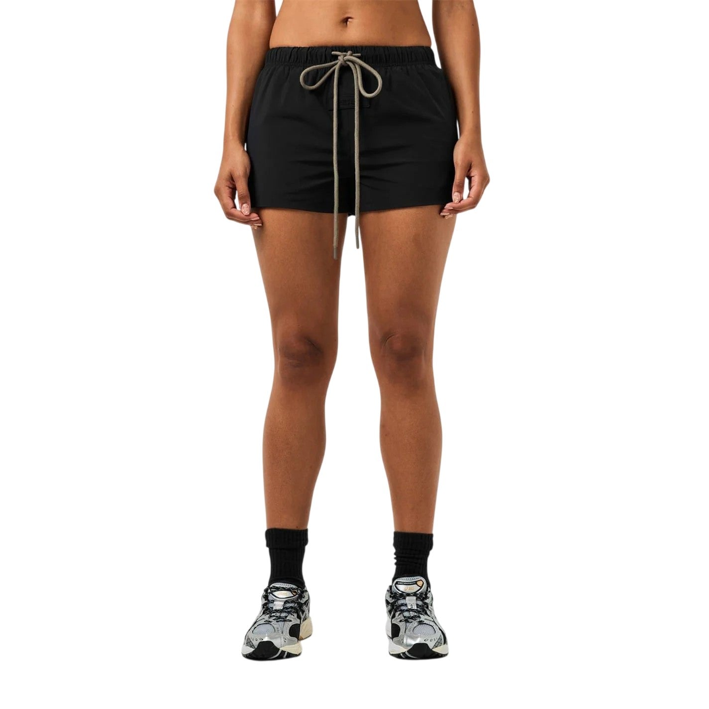 Black - Side - Fear Of God Essentials Womens-Ladies Logo Running Shorts