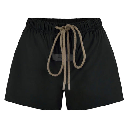 Black - Front - Fear Of God Essentials Womens-Ladies Logo Running Shorts