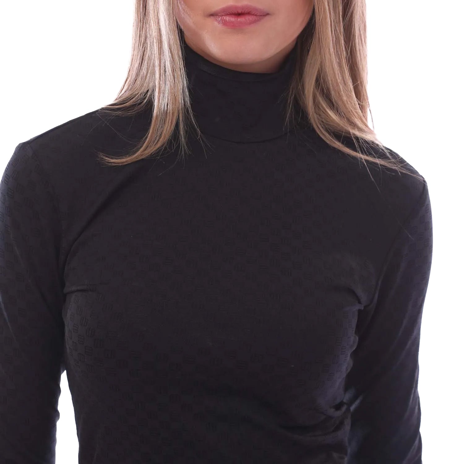 Black - Side - Ambush Womens-Ladies Mini Monogram Knitted Turtle Neck Bodysuit