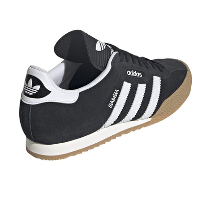 Black-White - Back - Adidas Boys Samba 3 Stripes Suede Trainers
