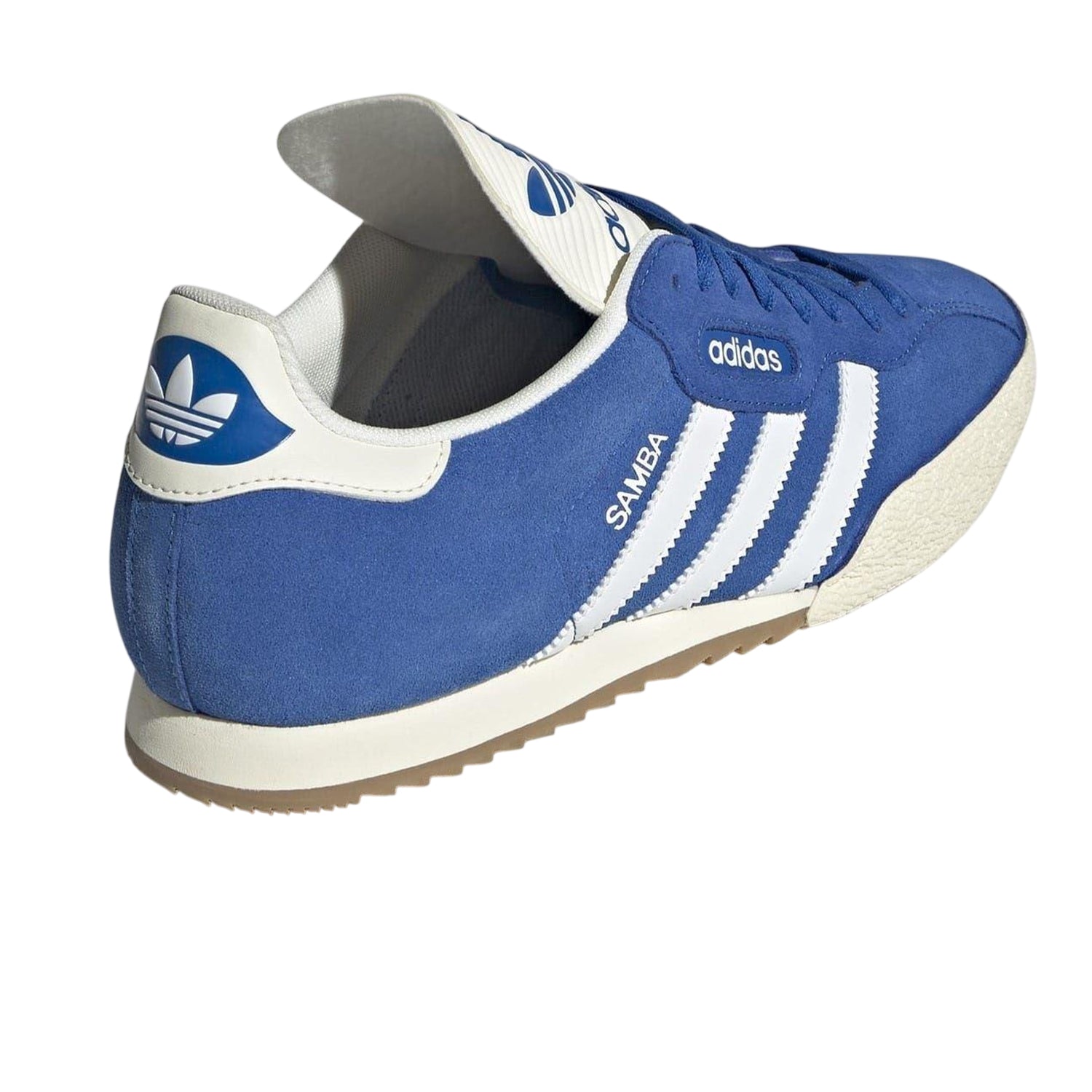 Navy-White - Back - Adidas Boys Samba 3 Stripes Suede Trainers