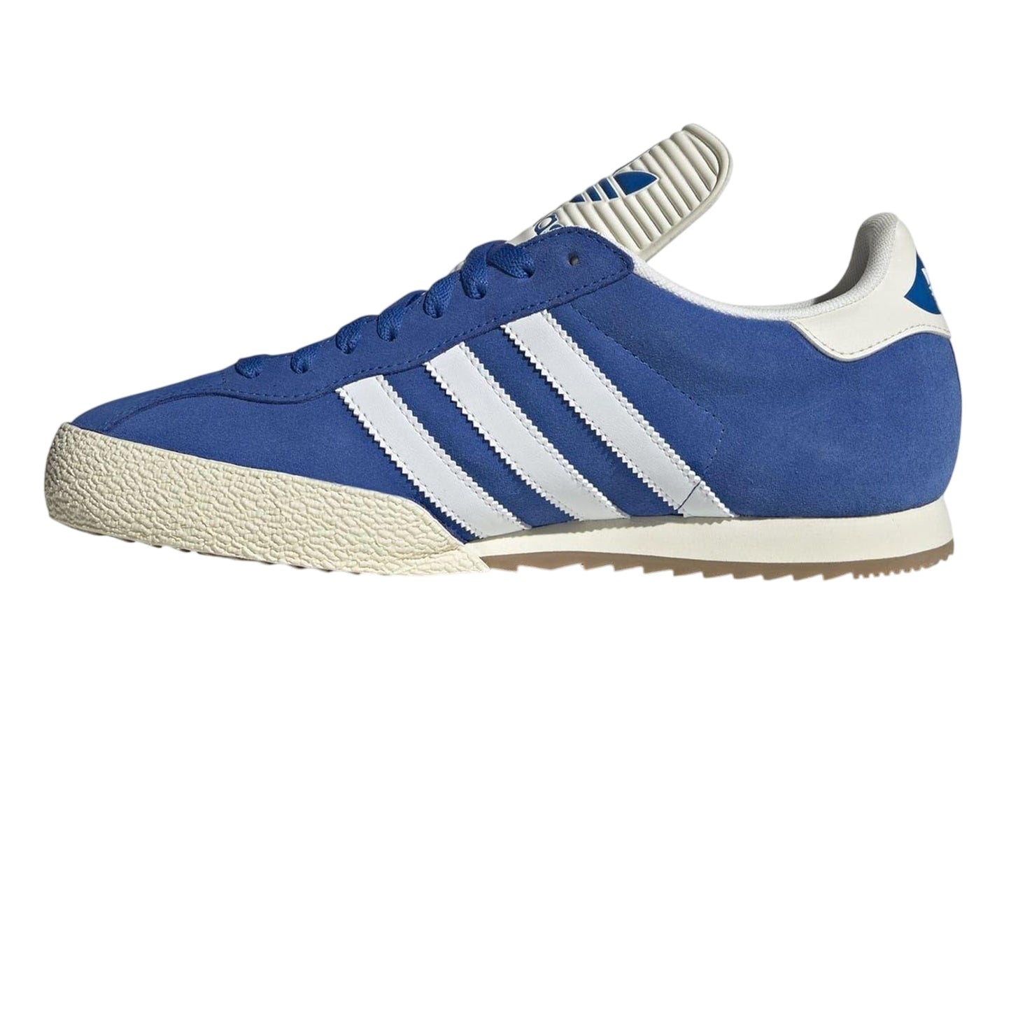 Navy-White - Side - Adidas Boys Samba 3 Stripes Suede Trainers