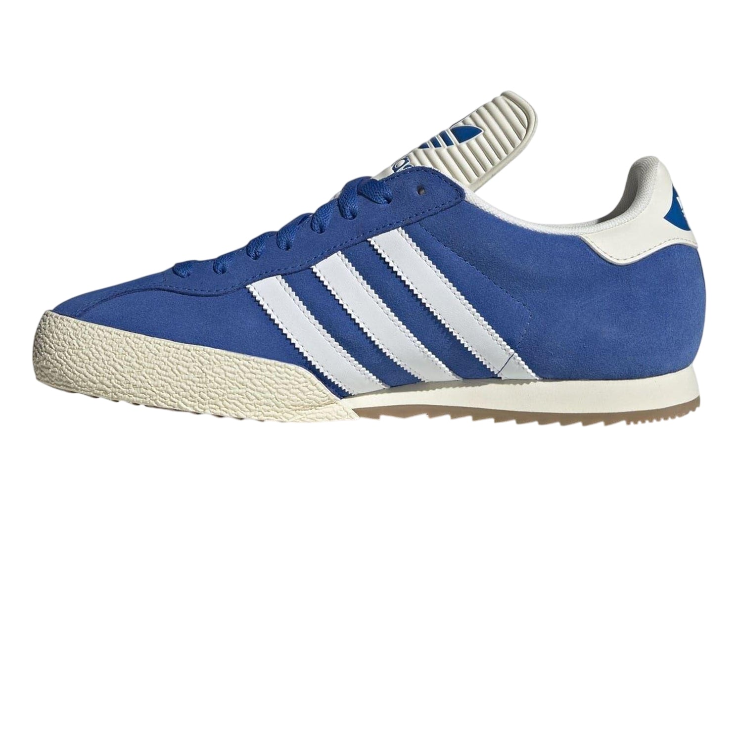 Navy-White - Side - Adidas Boys Samba 3 Stripes Suede Trainers