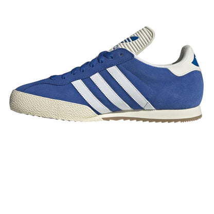 Navy-White - Side - Adidas Boys Samba 3 Stripes Suede Trainers