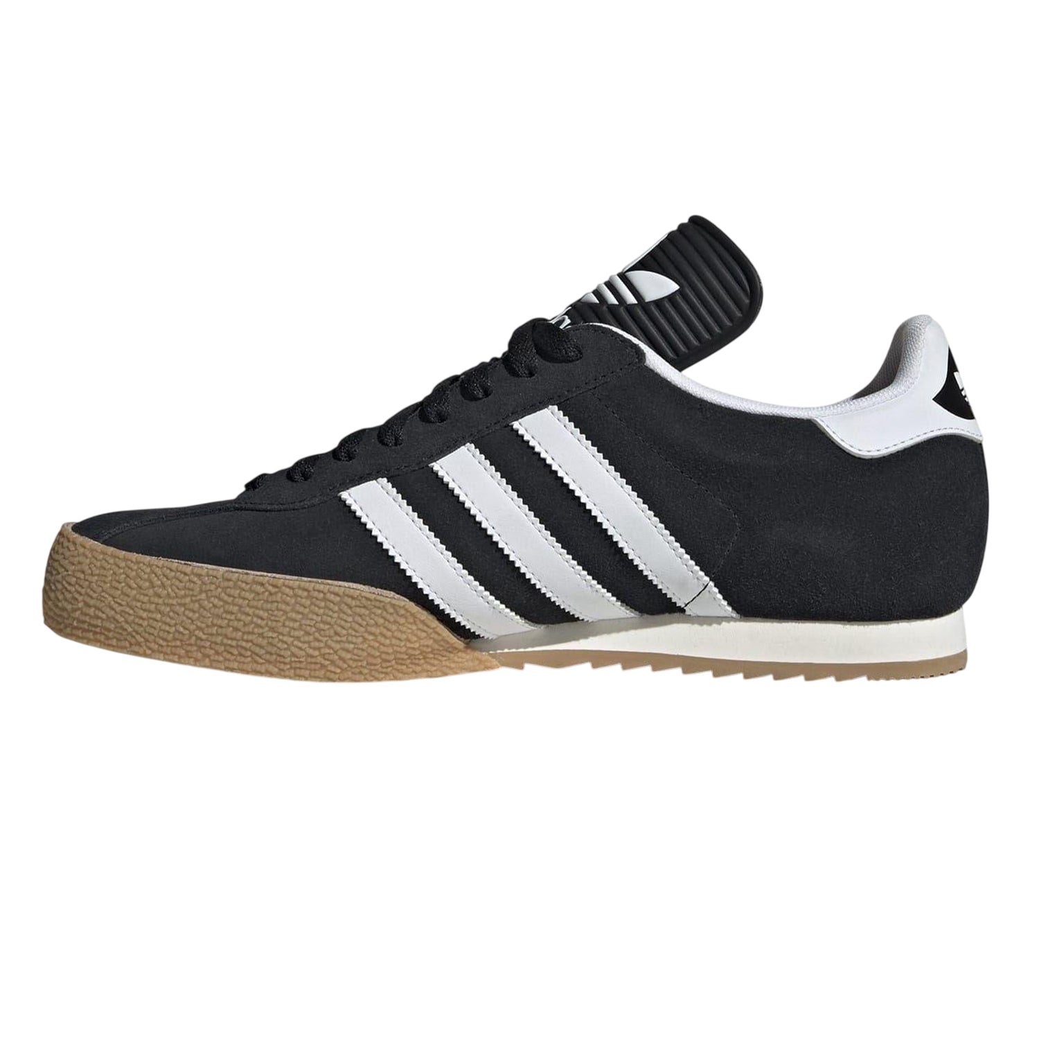 Black-White - Side - Adidas Boys Samba 3 Stripes Suede Trainers