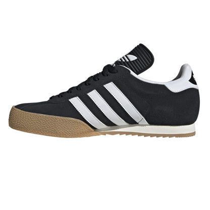 Black-White - Side - Adidas Boys Samba 3 Stripes Suede Trainers