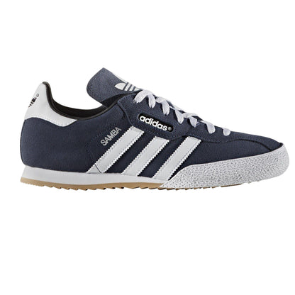 Blue-White - Front - Adidas Boys Samba 3 Stripes Suede Trainers