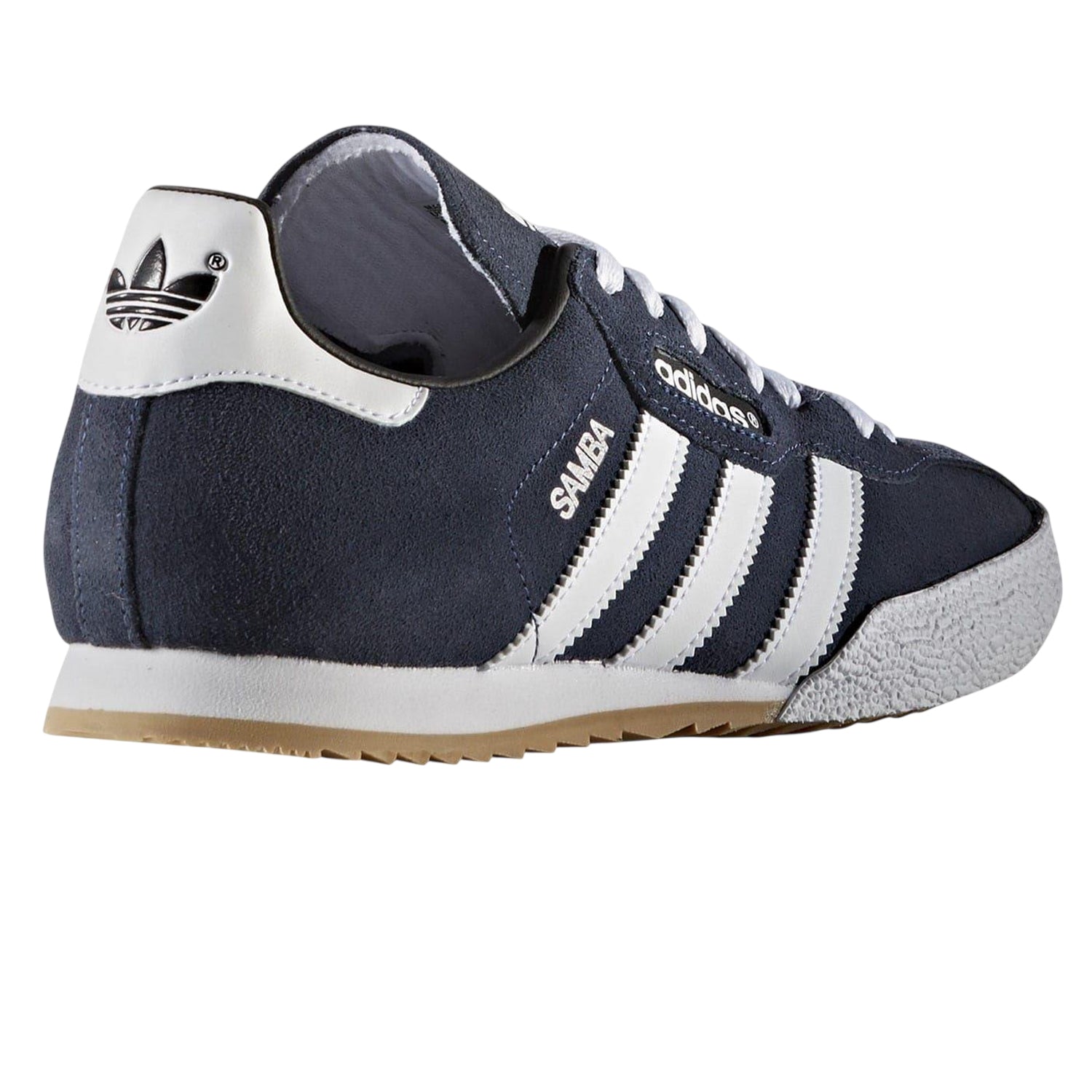 Blue-White - Back - Adidas Boys Samba 3 Stripes Suede Trainers