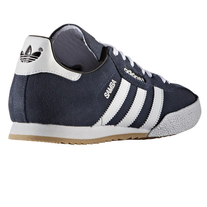 Blue-White - Back - Adidas Boys Samba 3 Stripes Suede Trainers
