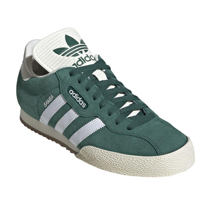 Green-White - Front - Adidas Boys Samba 3 Stripes Suede Trainers