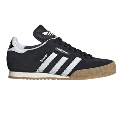 Black-White - Front - Adidas Boys Samba 3 Stripes Suede Trainers