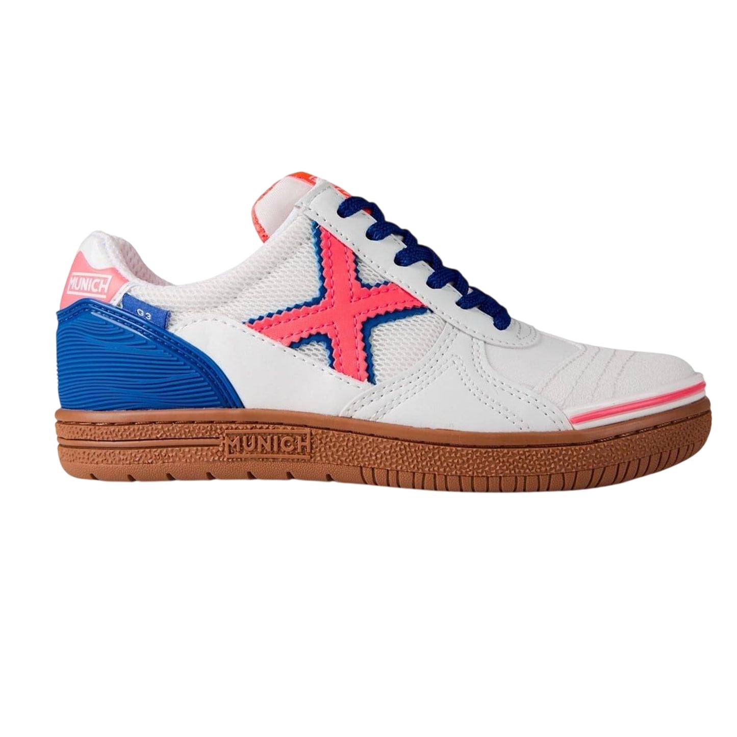 White-Crimson-Blue - Front - Munich Childrens-Kids G3 Profit Flat Trainers