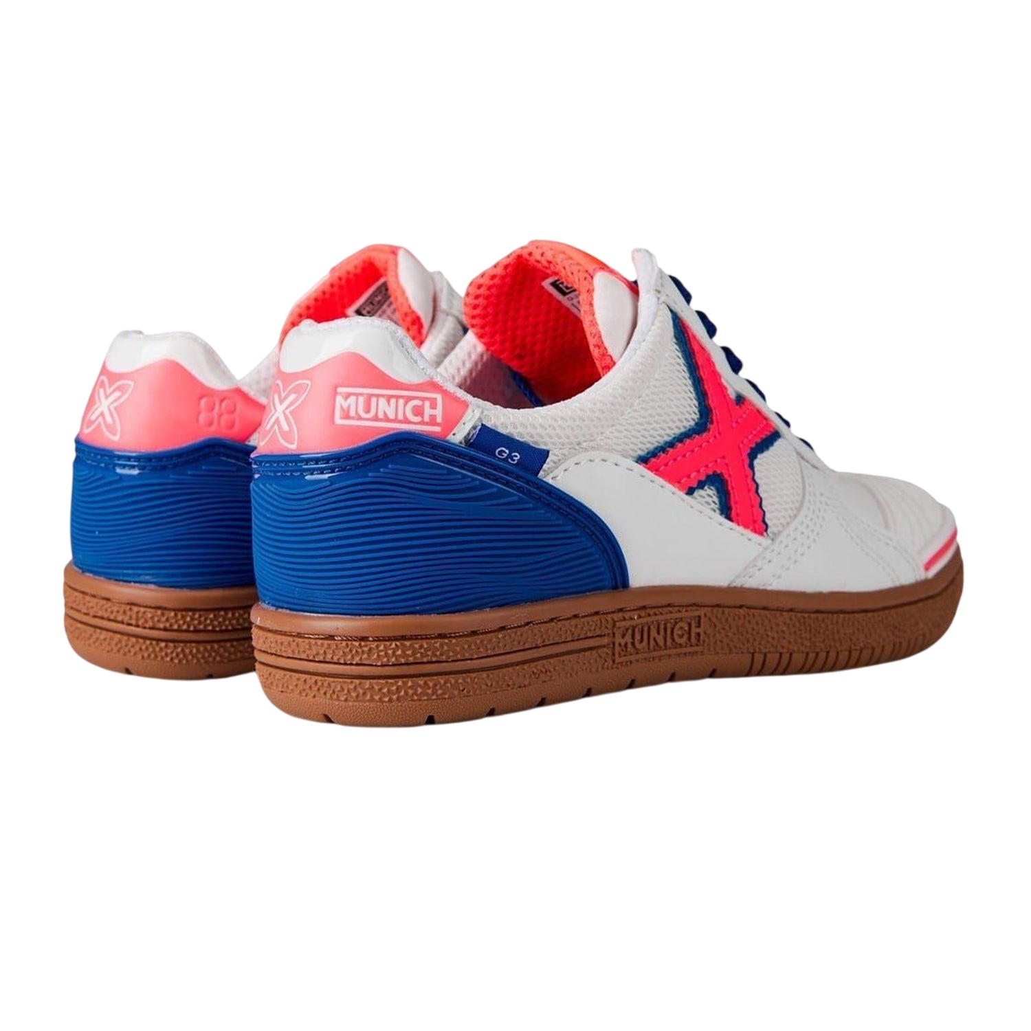 White-Crimson-Blue - Back - Munich Childrens-Kids G3 Profit Flat Trainers
