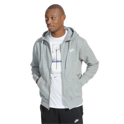 Grey - Side - Nike Mens Sportswear Club Full Zip Hoodie