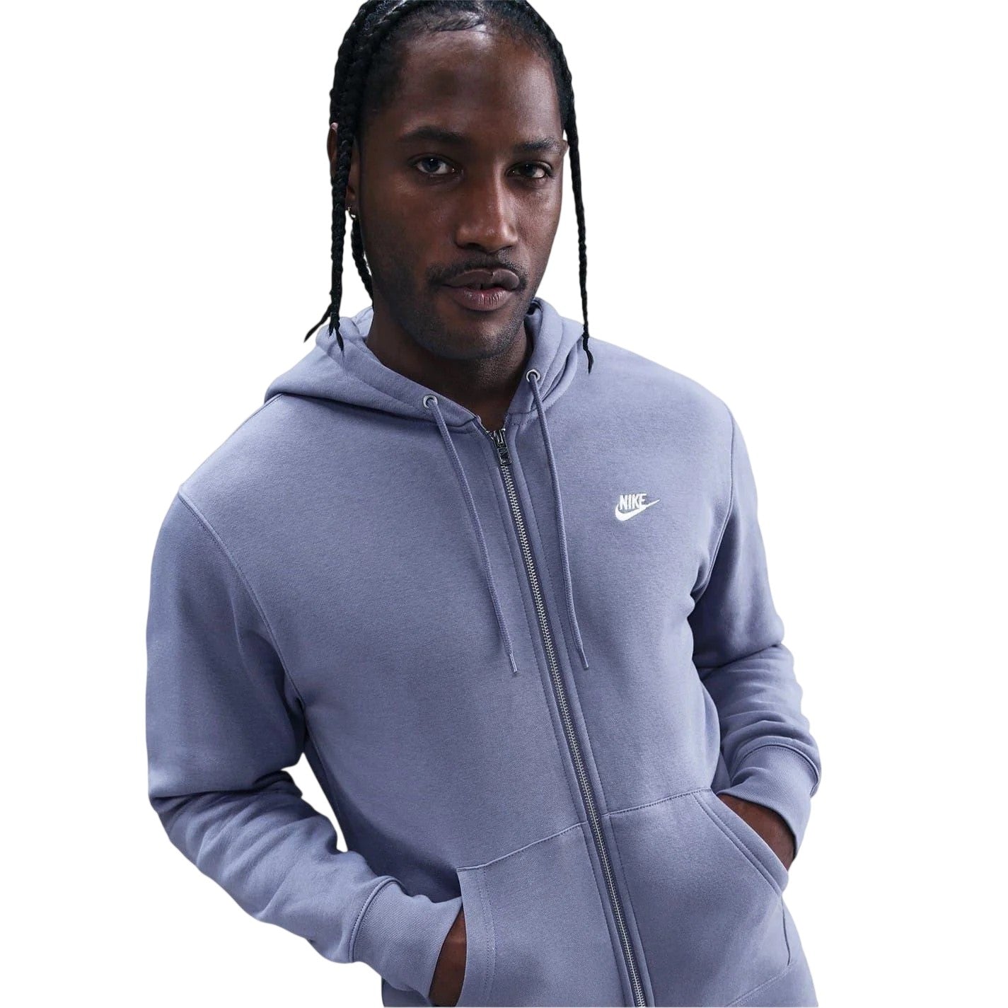 Indigo - Side - Nike Mens Sportswear Club Full Zip Hoodie