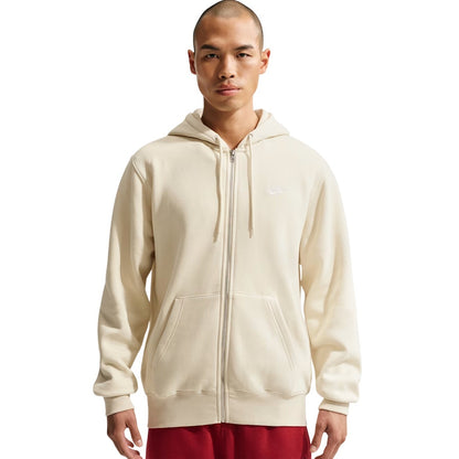 Light Khaki - Front - Nike Mens Sportswear Club Full Zip Hoodie