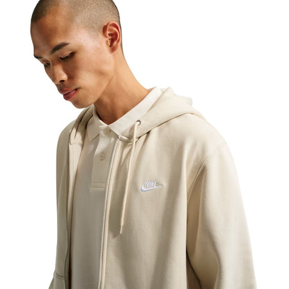 Light Khaki - Side - Nike Mens Sportswear Club Full Zip Hoodie