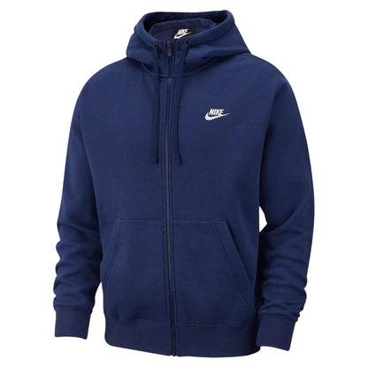 Navy - Front - Nike Mens Sportswear Club Full Zip Hoodie