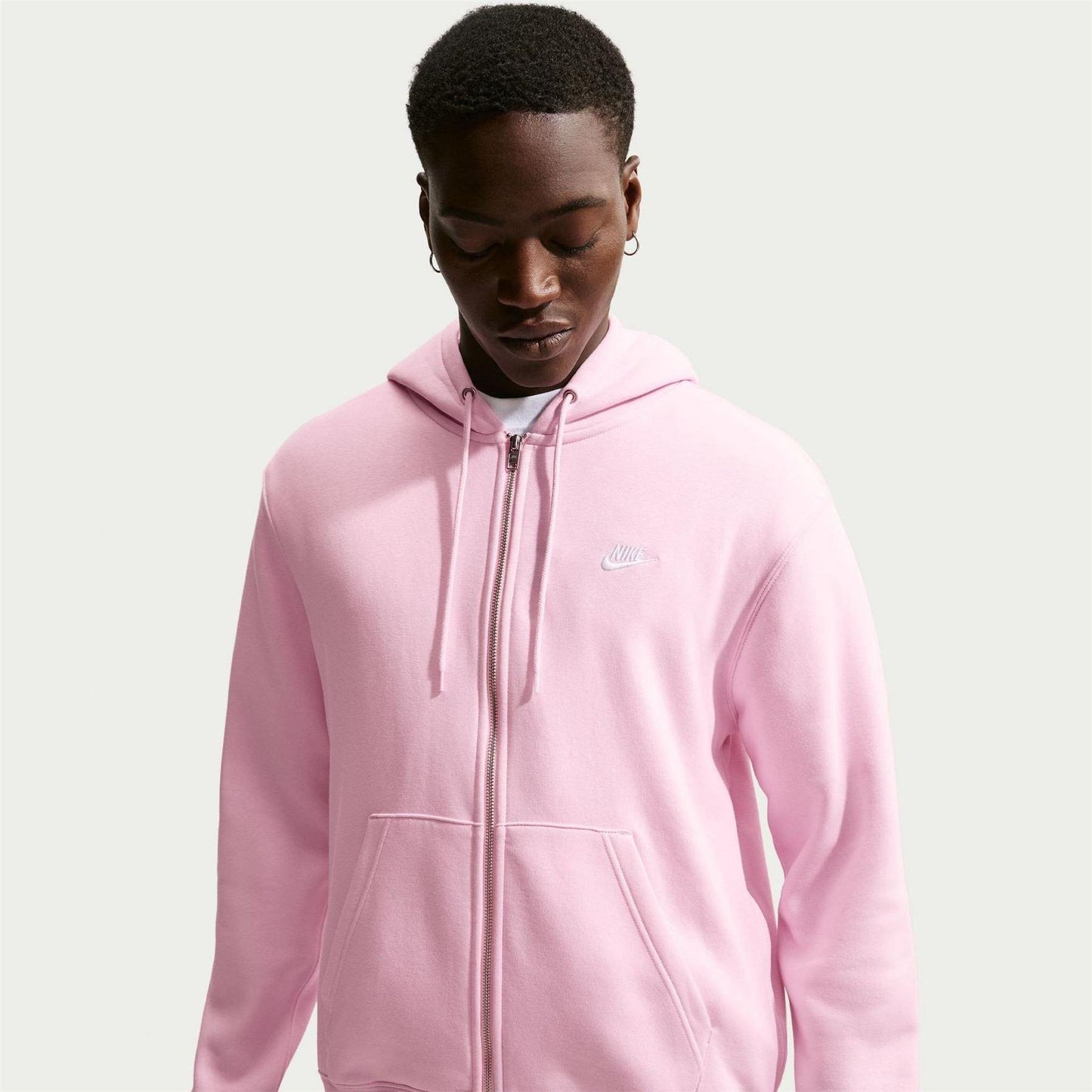 Pink Foam - Front - Nike Mens Sportswear Club Full Zip Hoodie