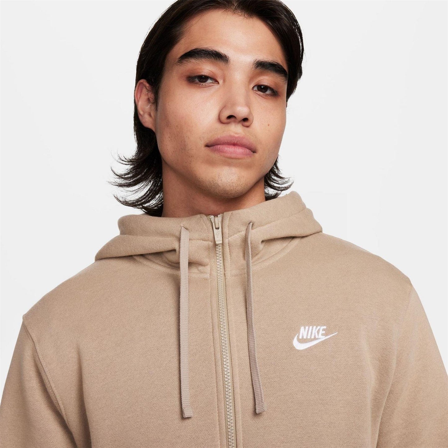 Khaki Green - Side - Nike Mens Sportswear Club Full Zip Hoodie