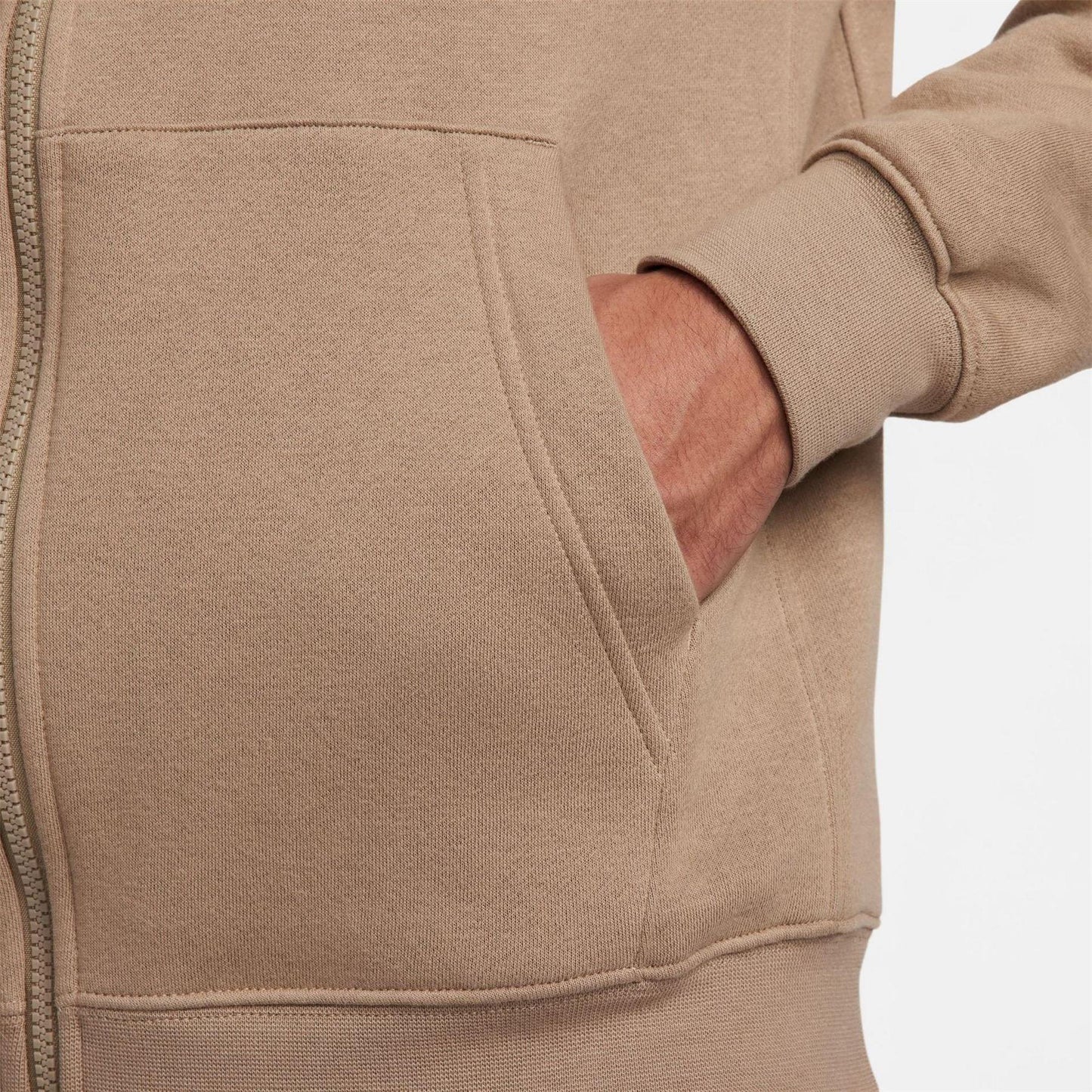 Khaki Green - Pack Shot - Nike Mens Sportswear Club Full Zip Hoodie
