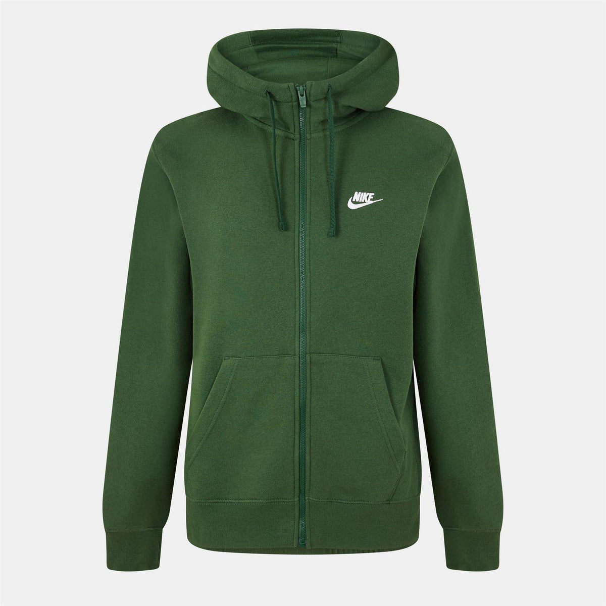 Green-White - Front - Nike Mens Sportswear Club Full Zip Hoodie