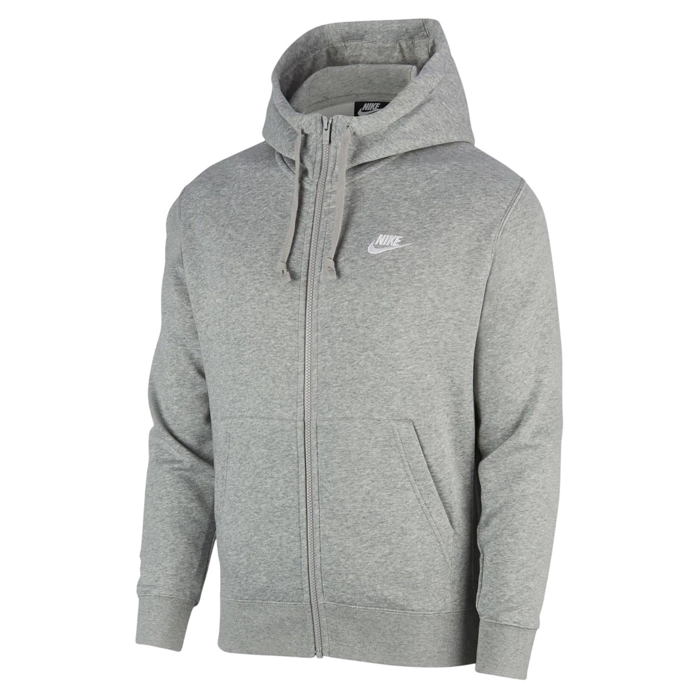 Grey - Front - Nike Mens Sportswear Club Full Zip Hoodie