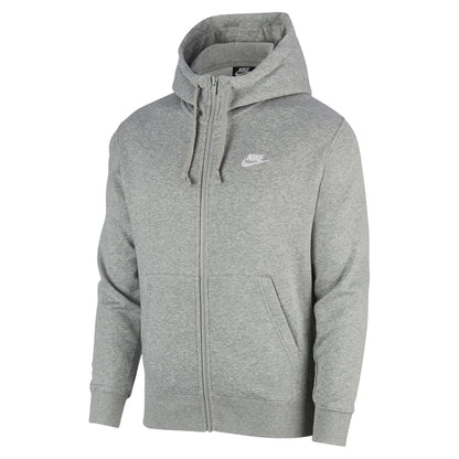 Grey - Front - Nike Mens Sportswear Club Full Zip Hoodie