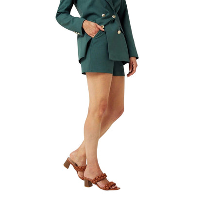 Khaki Green - Side - Biba Womens-Ladies Plain Tailored Shorts