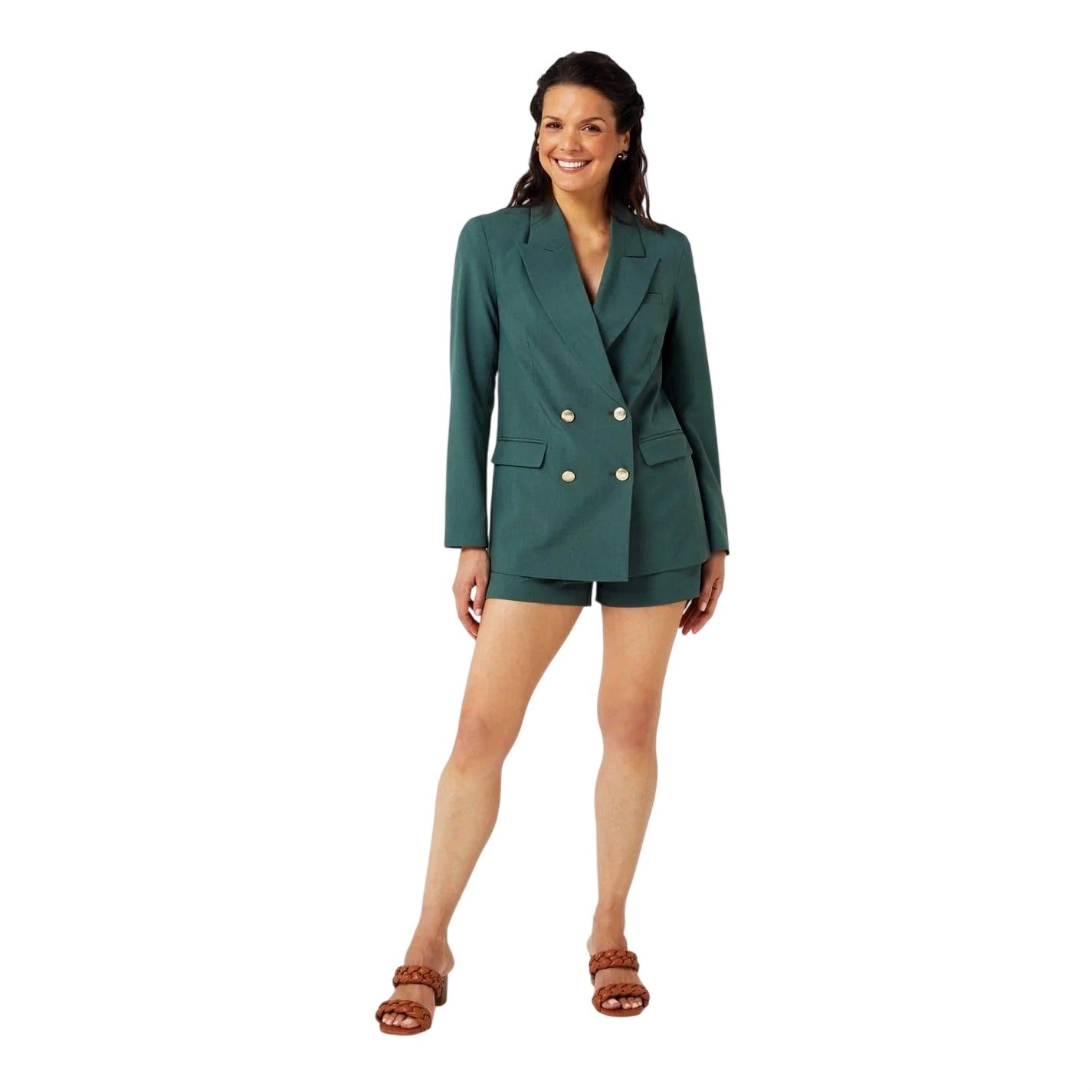 Khaki Green - Close up - Biba Womens-Ladies Plain Tailored Shorts