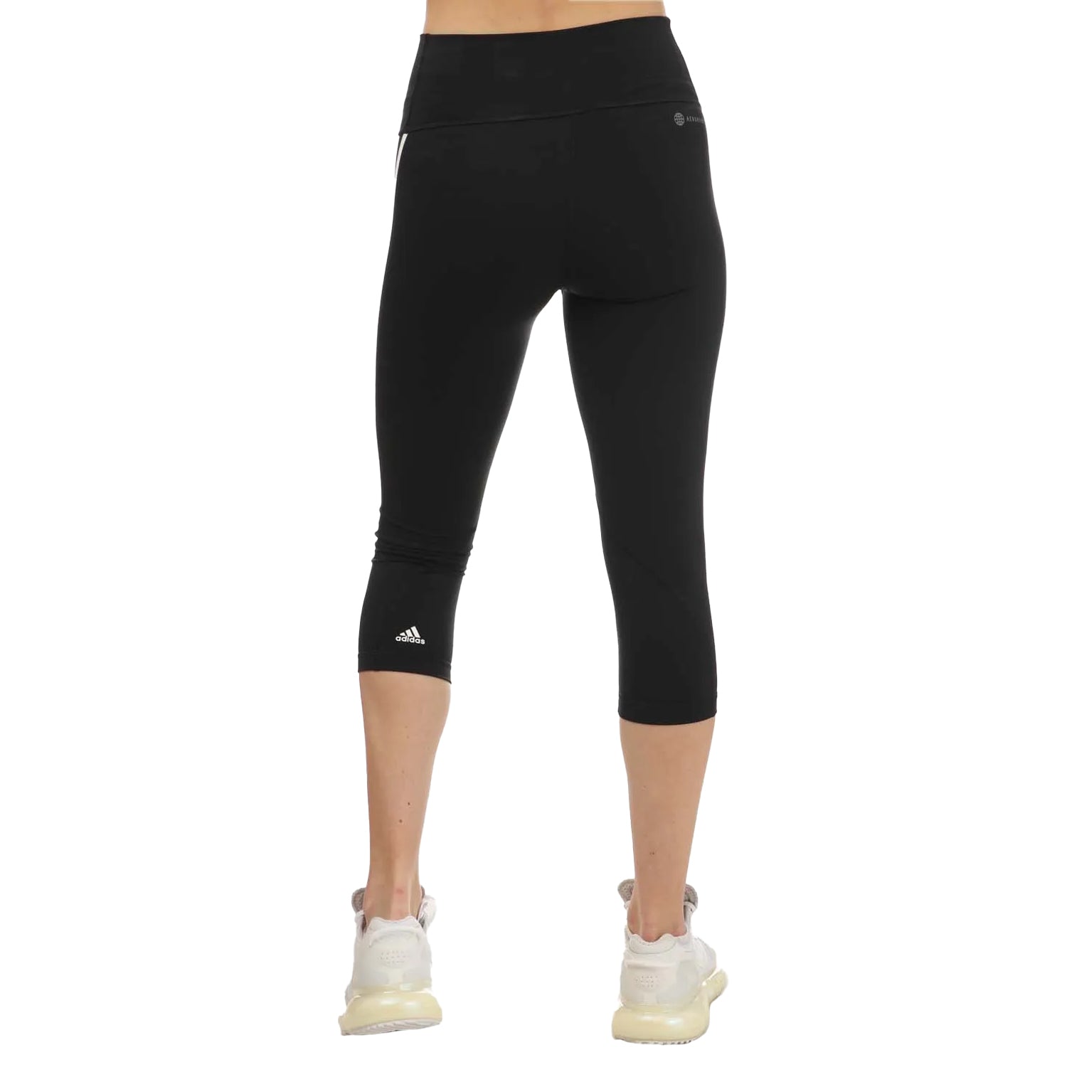 Black - Back - Adidas Womens-Ladies Optime Icons Training 3-4 Tights