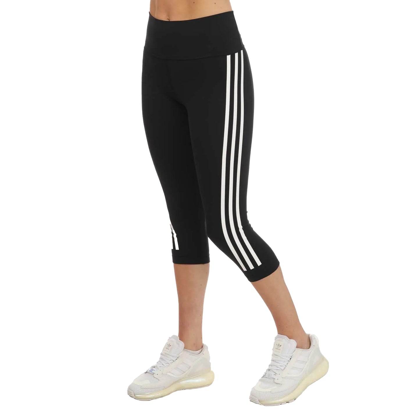 Black - Front - Adidas Womens-Ladies Optime Icons Training 3-4 Tights