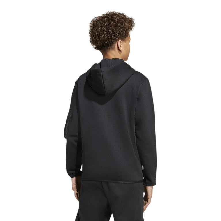 Black - Back - Adidas Childrens-Kids Utility Fleece Hoodie