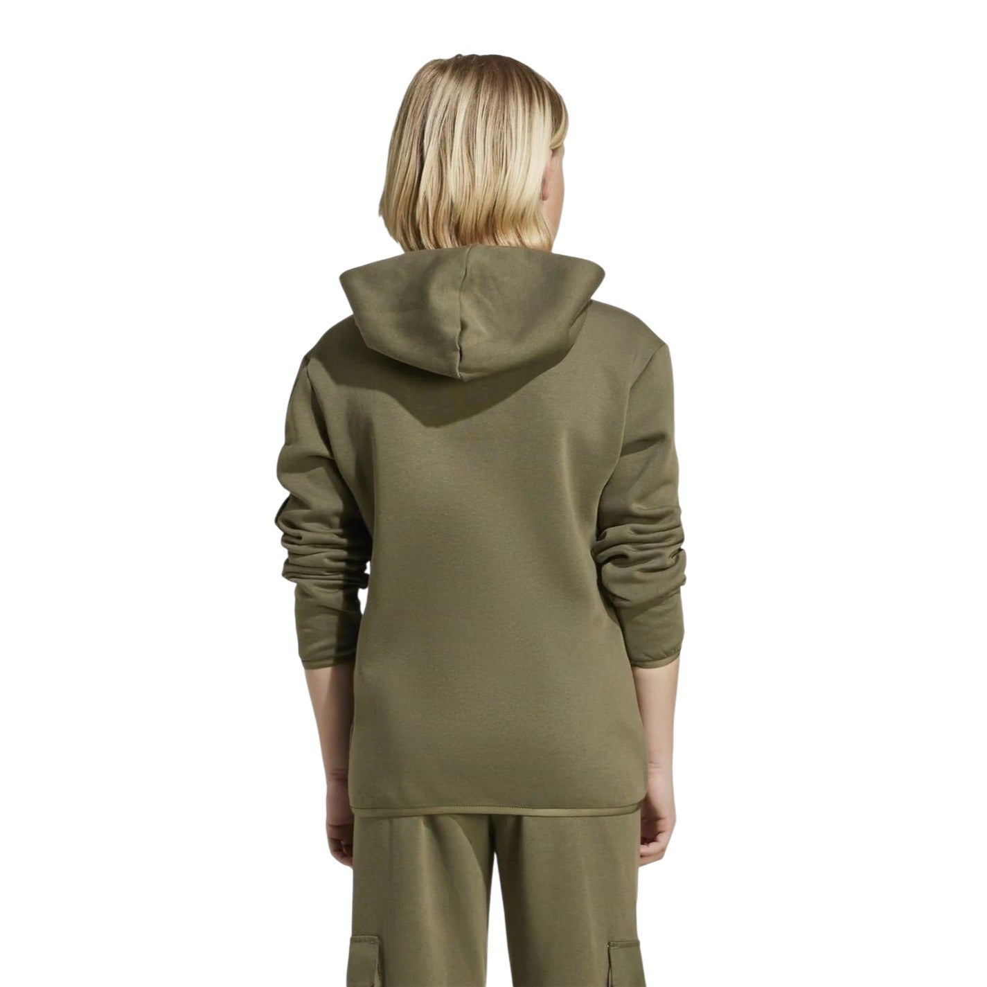 Khaki Green - Back - Adidas Childrens-Kids Utility Fleece Hoodie