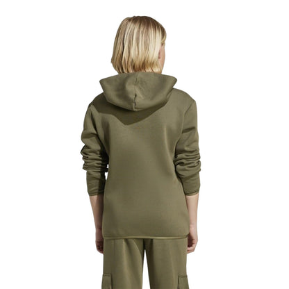 Khaki Green - Back - Adidas Childrens-Kids Utility Fleece Hoodie