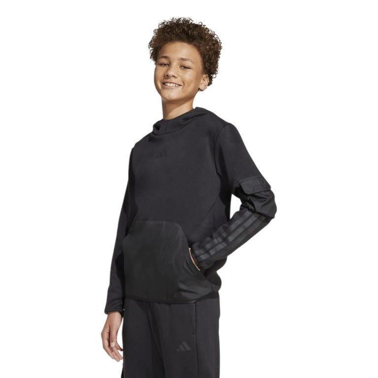 Black - Lifestyle - Adidas Childrens-Kids Utility Fleece Hoodie