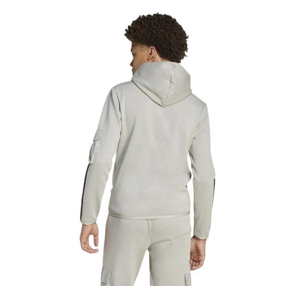 Grey-Coral - Back - Adidas Childrens-Kids Utility Fleece Hoodie