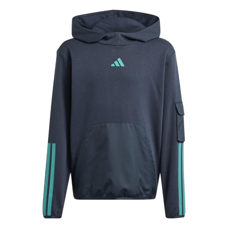 Ink Blue - Front - Adidas Childrens-Kids Utility Fleece Hoodie