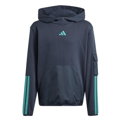 Ink Blue - Front - Adidas Childrens-Kids Utility Fleece Hoodie