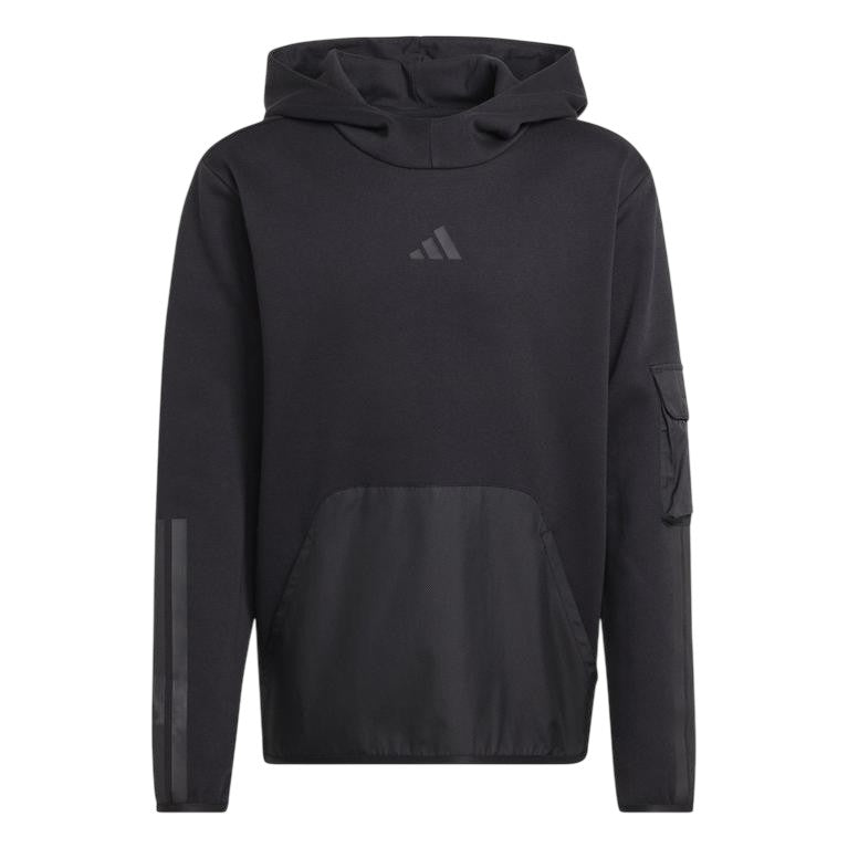 Black - Front - Adidas Childrens-Kids Utility Fleece Hoodie