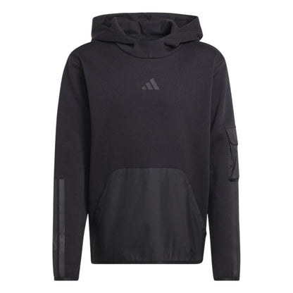 Black - Front - Adidas Childrens-Kids Utility Fleece Hoodie