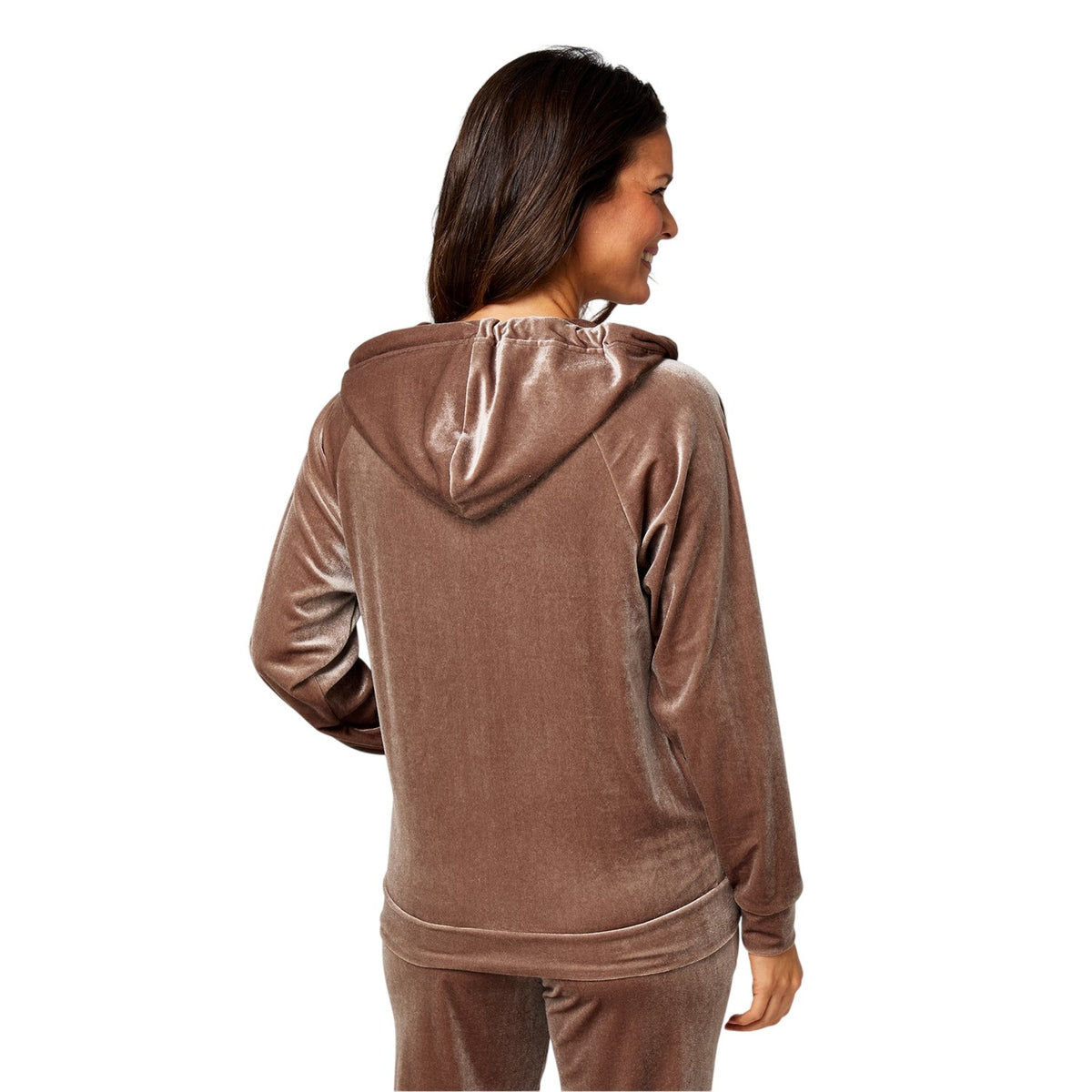 Champagne - Back - Biba Womens-Ladies Velour Full Zip Hoodie