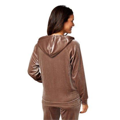 Champagne - Back - Biba Womens-Ladies Velour Full Zip Hoodie